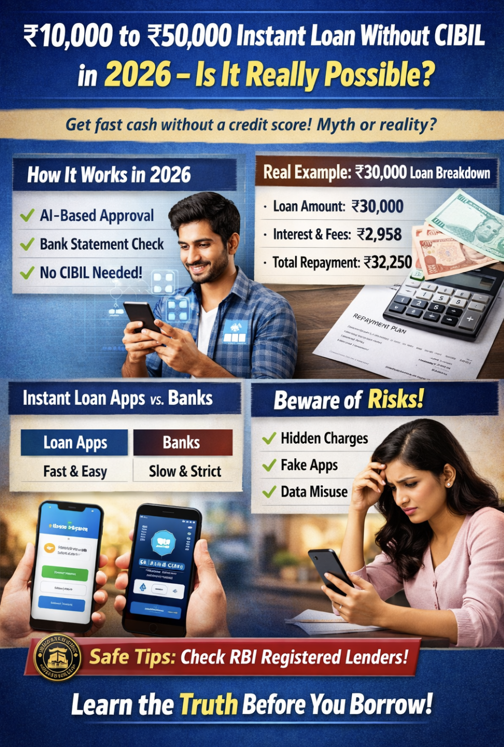 ₹10,000 to ₹50,000 Instant Loan Without CIBIL in 2026 – Is It Really Possible or Just Marketing?